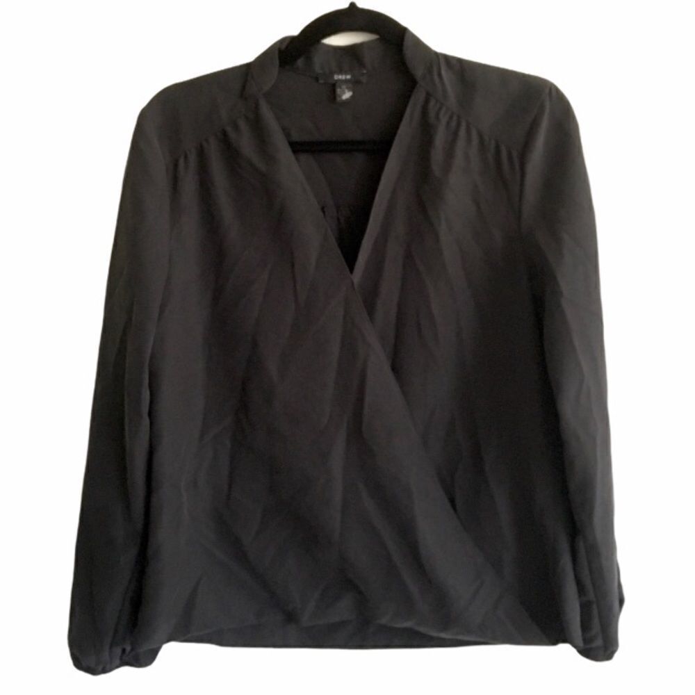 Anthropologie Black Drew Faux Wrap Blouse Size S